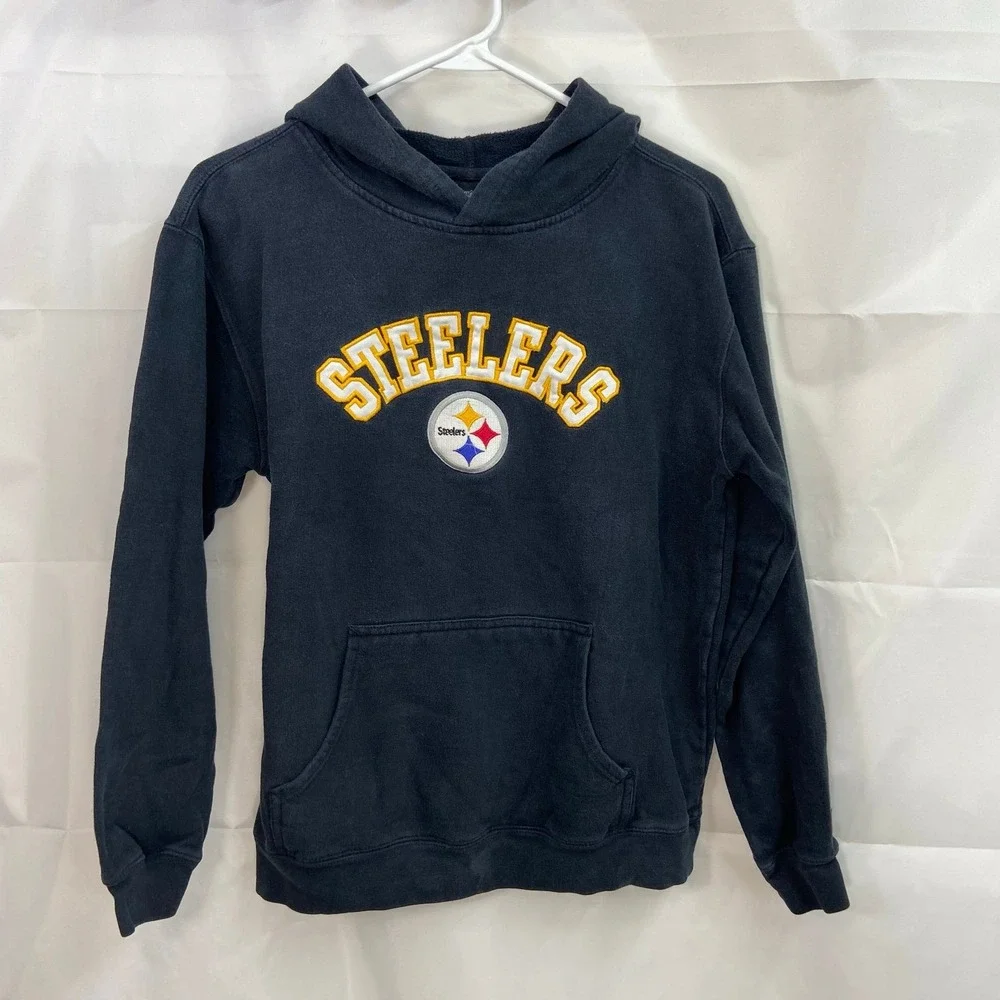 NFL Reebok youth boy's embroidered Pittsburgh Steelers pullover hood‎ sweatshirt